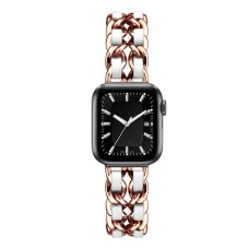 Ремінець Chanel Leather для Apple Watch 38mm / 40mm / 41mm Rose Gold / White