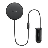 Автомобільний тримач із бездротовою зарядкою Baseus CW01 Magnetic Wireless Charging 15W (+АЗУ Type-c 25W) Black SUCX040101