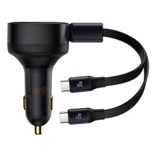 Автомобільний зарядний пристрій Baseus Enjoyment Retractable 2in1 Car Charger C+C 33W Black C00035500111-00
