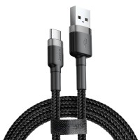 Кабель Baseus Cafule USB to Type-C 3A 0.5m Black-grey CATKLF-AG1