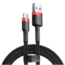 Кабель Baseus Cafule USB to Type-C 2A 2m Black-red CATKLF-C91