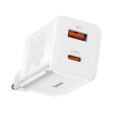 Мережевий зарядний пристрій Baseus Super Si Pro Quick Charger C+U 30W White CCSUPP-E02