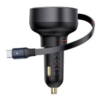 Автомобільний зарядний пристрій Baseus Enjoyment Pro Car Charger Type-C Cable 60W Cluster Black C00057802111-01