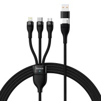USB / PD кабель Baseus Flash Series Ⅱ Two-for-three U+C to M+L+C 100W 1.2m Black CASS030101
