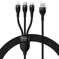 PD кабель Baseus Flash Series Ⅱ One-for-three USB to M+L+C 100W 1.2m Black CASS030001