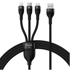 PD кабель Baseus Flash Series Ⅱ One-for-three USB to M+L+C 100W 1.2m Black CASS030001
