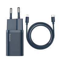 Мережевий зарядний пристрій Baseus Super Si Quick Charger Cable Type-C to iP 1m 20W Blue TZCCSUP-B03