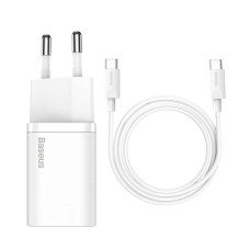 Мережевий зарядний пристрій Baseus Super Si Quick Charger Cable Type-C to Type-C 25W White TZCCSUP-L02