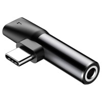 Аудіоадаптер перехідник BASEUS L41 Type-C Male to Type-C/AUX(3,5) Female Black CATL41-01 Чорний