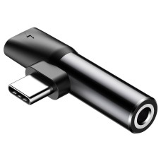 Аудіоадаптер перехідник BASEUS L41 Type-C Male to Type-C/AUX(3,5) Female Black CATL41-01 Чорний