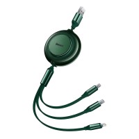 Кабель USB PD Baseus Bright Mirror 2 Series 3-in-1 USB to M+L+C 3.5A 1.1m Green CAMJ010006