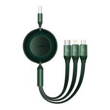 Кабель USB PD Baseus Bright Mirror 2 Series Retractable 3-in-1 USB to M+L+C 66W 1.1m Green CAMJ010106