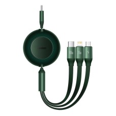 Кабель USB PD кабель Baseus Bright Mirror 2 Series Retractable 3-in-1 Type-C to M+L+C 100W 1.1m Green CAMJ01020