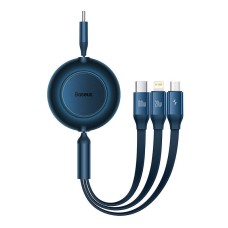 Кабель USB PD кабель Baseus Bright Mirror 2 Series Retractable 3-in-1 Type-C to M+L+C 100W 1.1m Blue CAMJ010203