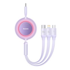 Кабель USB PD кабель Baseus Bright Mirror 2 Series Retractable 3-in-1 Type-C to M+L+C 100W 1.1m Purp CAMJ010205