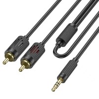 Аудіо адаптер подовжувач HOCO UPA28 2 RCA - Jack 3.5 2 pin AUX lotus audio cable (1.5М) стерео-кабель для пристроїв Чорний