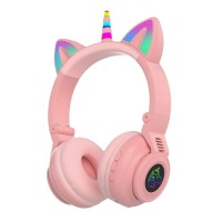 Бездротові Bluetooth навушники LED CH UNICORN STN-27 Pink