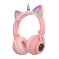 Бездротові Bluetooth навушники LED CH UNICORN STN-27 Pink