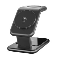 Бездротова зарядка стенд Smart Y10 3 in 1 Fast 15W MagSafe Black