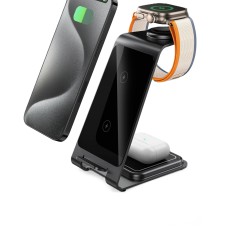 Бездротова зарядка стенд 3 in 1 Y93 Ultra-Thin Smart Pure Metal WL 15W Black