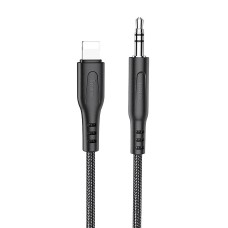 Кабель (подовжувач) AUX Hoco UPA18 Jack 3.5mm - Lightning 1m Black