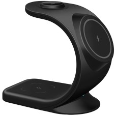 Бездротова зарядка стенд T17 3 IN 1 MagSafe RGB Light (iPhone, iWatch, AirPods) Black