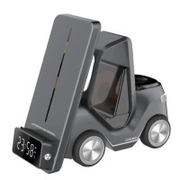 Бездротова зарядка стенд T20 5 IN1 (iPhone, iWatch, AirPods, Clock, Alarm) 15W FAST Grey