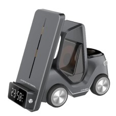 Бездротова зарядка стенд T20 5 IN1 (iPhone, iWatch, AirPods, Clock, Alarm) 15W FAST Grey
