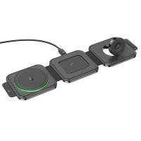 Бездротовий зарядний пристрій Hoco CQ4 Magnetic Wireless Charger 3 in 1 Black