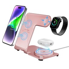 Бездротова зарядка стенд Smart 3 in 1 Y91 15W Rose Pink