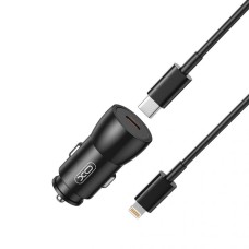 Автомобільний зарядний пристрій XO CC57 2в1 + Type-C to Lightning PD 25W Black