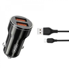 Автомобільний зарядний пристрій XO CC48 + Type-C 2USB 2.4A Black