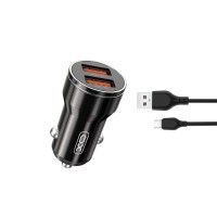 Автомобільний зарядний пристрій XO CC48 + Micro USB 2USB 2.4A Black