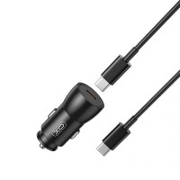 Автомобільний зарядний пристрій XO CC57 2в1 + Type-C to Type-C PD 25W Black