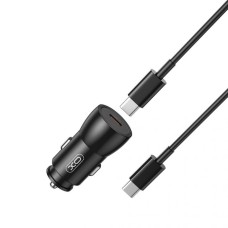 Автомобільний зарядний пристрій XO CC57 2в1 + Type-C to Type-C PD 25W Black