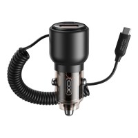 Автомобільний зарядний пристрій XO CC59 car charging built Type-C cable 110W Black