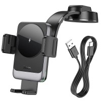 Автомобільний тримач із бездротовою зарядкою Hoco HW14 Speed wireless fast charging (center console) Black