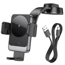 Автомобільний тримач із бездротовою зарядкою Hoco HW14 Speed wireless fast charging (center console) Black