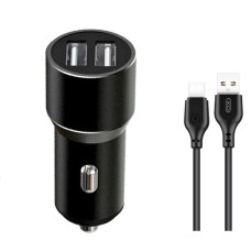 Автомобільний зарядний пристрій XO TZ09 2в1 2USB + Type-C 12W Black