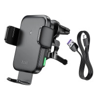 Автомобільний тримач Hoco HW10 Jenny three-axis linkage wireless fast charging car holder (air outlet) Black