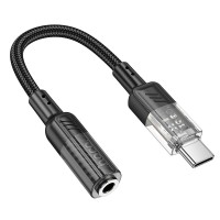 AUX-кабель аудіоадаптер HOCO LS37 Spirit transparent digital audio converter Type-C to 3.5mm Black