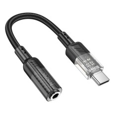 AUX-кабель аудіоадаптер HOCO LS37 Spirit transparent digital audio converter Type-C to 3.5mm Black