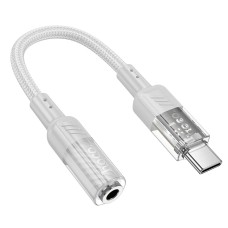 AUX-кабель аудіоадаптер HOCO LS37 Spirit transparent digital audio converter Type-C to 3.5mm Grey