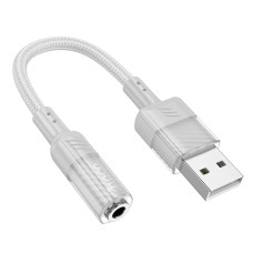 AUX-кабель аудіоадаптер HOCO LS37 Spirit transparent external sound card USB to 3.5mm Gray