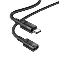 USB-C Подовжувач перехідник Hoco U107 Type-C to Type-C extension cable usb 2.0 / 1,2m Black