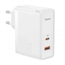 Блок живлення Baseus GaN5 Pro 100W Quick Charge 5.0 |1xType-C, QC/PD, 5A| + кабель USB-C 100W White (CCGP090202)
