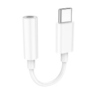 AUX-кабель аудіоадаптер Adapter USB C To 3.5mm Hoco LS35 White