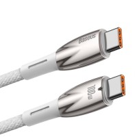 Кабель Baseus Glimmer Series Fast Charging Data Cable Type-C to Type-C 100W 5A 1m White CADH000702