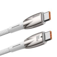 Кабель Baseus Glimmer Series Fast Charging Data Cable Type-C to Type-C 100W 5A 1m White CADH000702