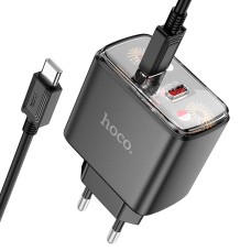 Мережевий зарядний пристрій Hoco CS43A Smart charger Type-C cable 45W Black